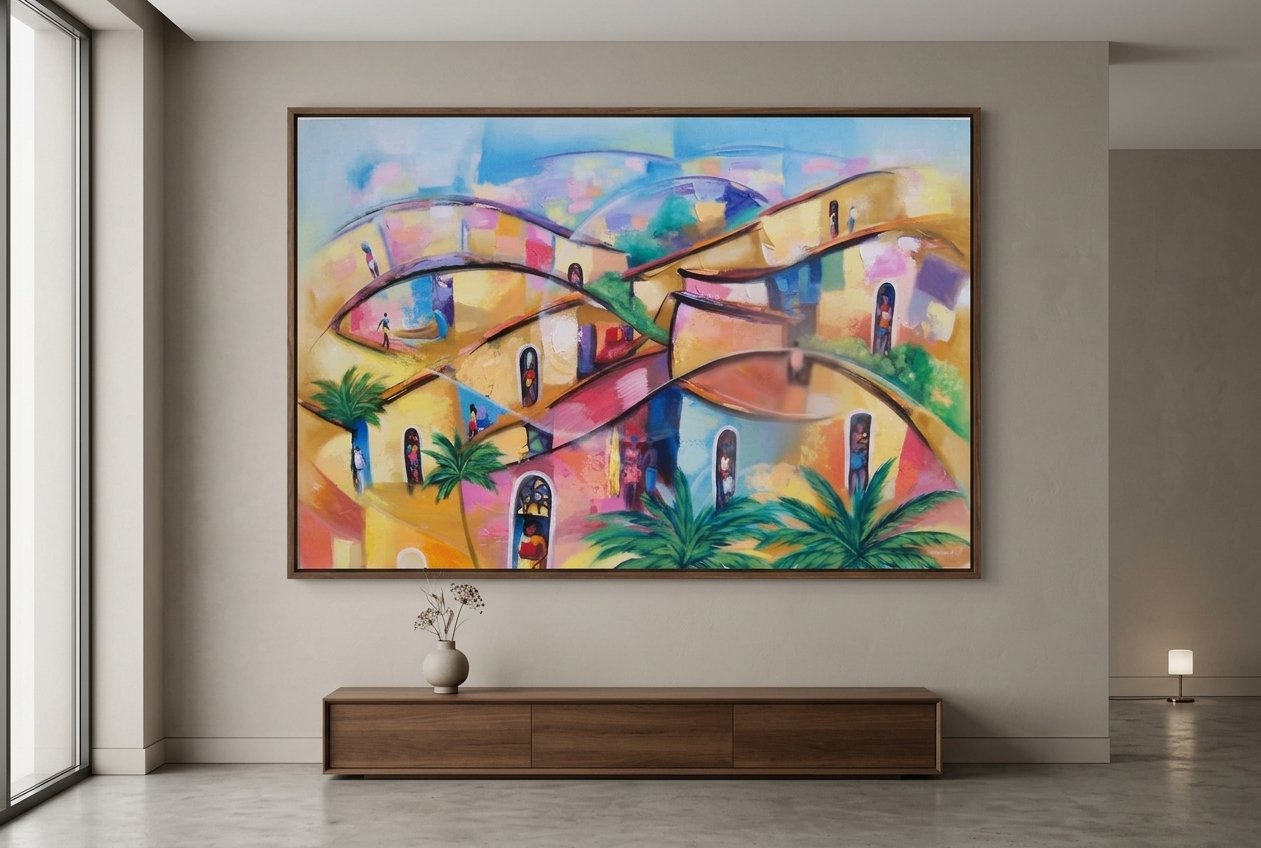 Quadro canva decorativo abstrato para sala ou escritório 120x70