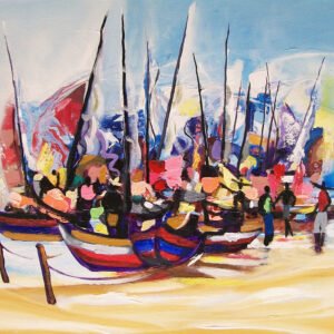 Quadro Marinha canvas decorativo abstrato para sala ou escritório 60×50