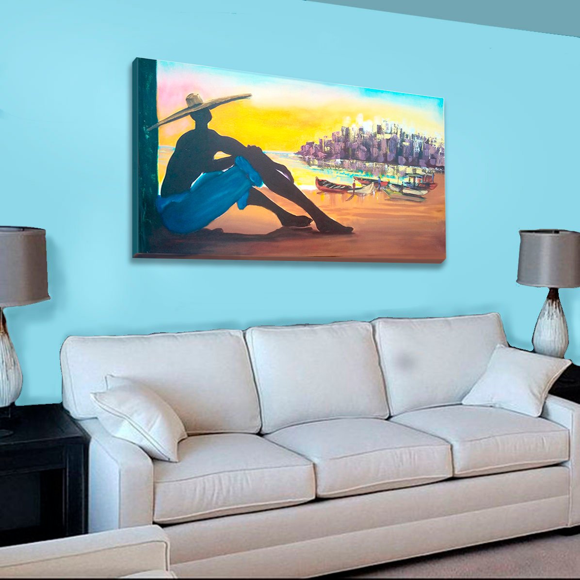 O Pescador Quadro Canvas O Para Sala ou Escritório, 120x65