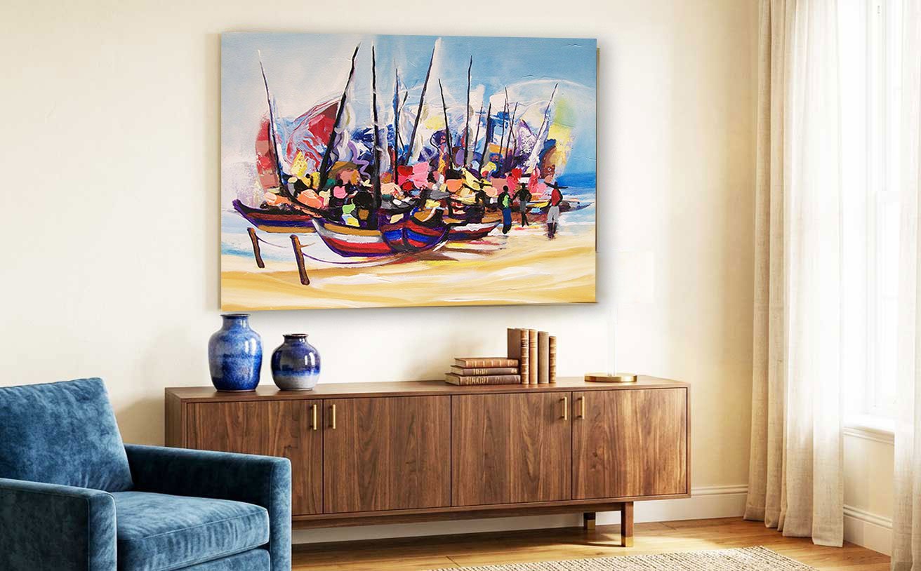 Quadro Marinha canvas decorativo abstrato para sala ou escritório 60×50