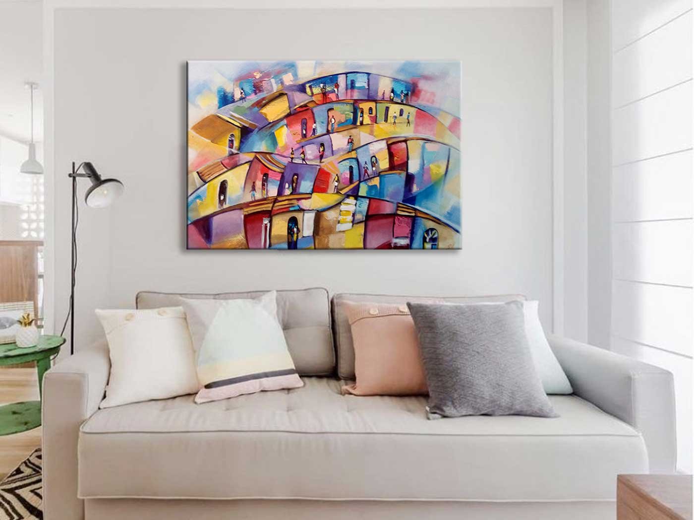 Quadro Original Casario Abstrato  100 x 0,70 para sala ou escritório