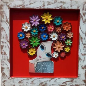 Quadro Decorativo Com Flores Recortadas em Madeira 40x40